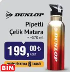 DUNLOP PİPETLİ ÇELİK MATARA DUNLOP PİPETLİ ÇELİK MATARA